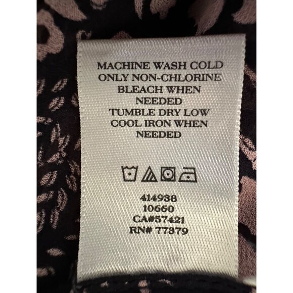 Ann Taylor Womens Black Pink Floral Blouse Large Long Sleeve Boho Peasant - Picture 11 of 11